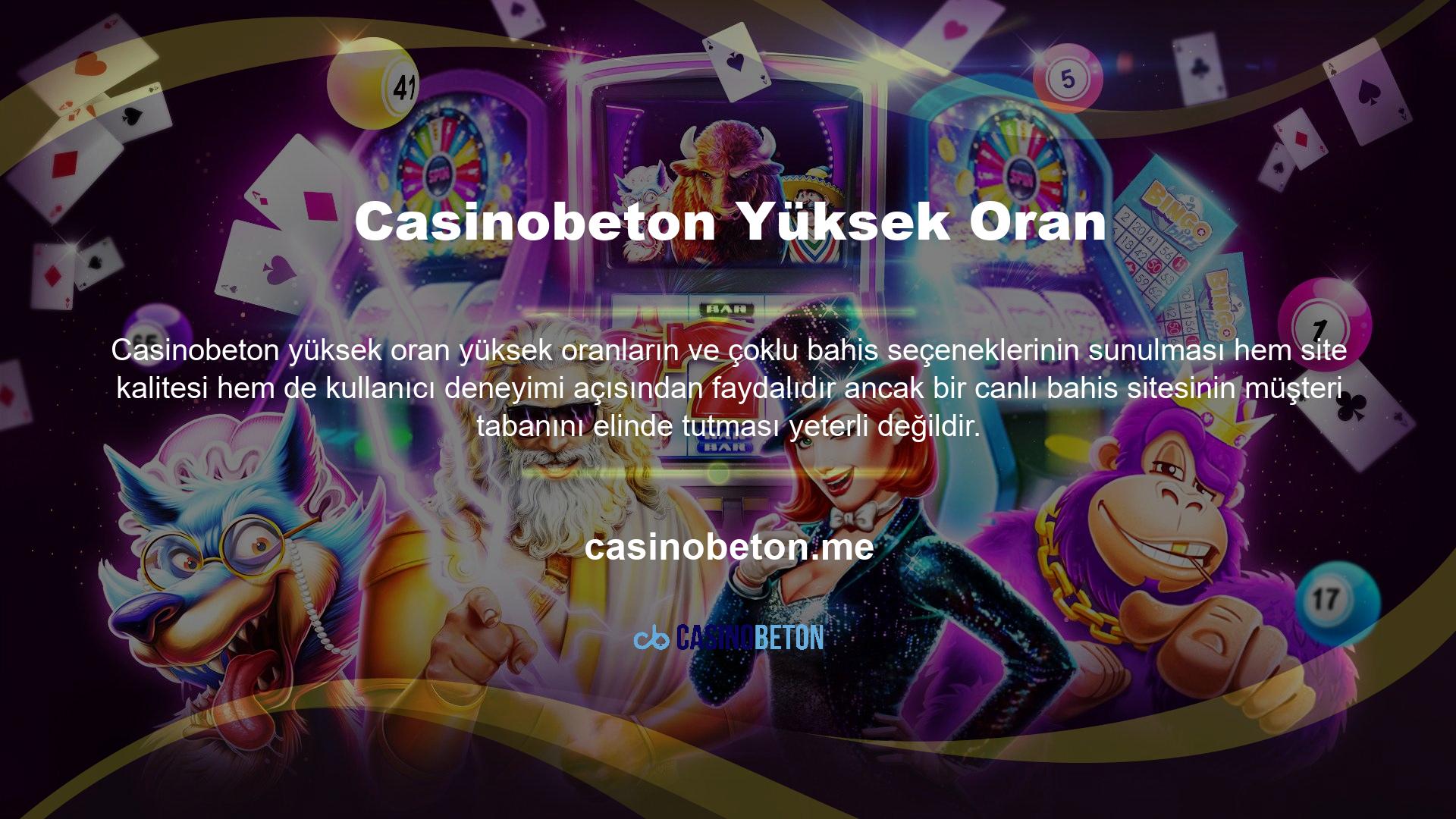Bahis sitesi Casinobeton, müşterilerine yüksek oranlarda kazanılan kazançların istenildiği zaman çekilebileceğini garanti eden premium bir sitede bahis oynama ve oynama fırsatı sunuyor